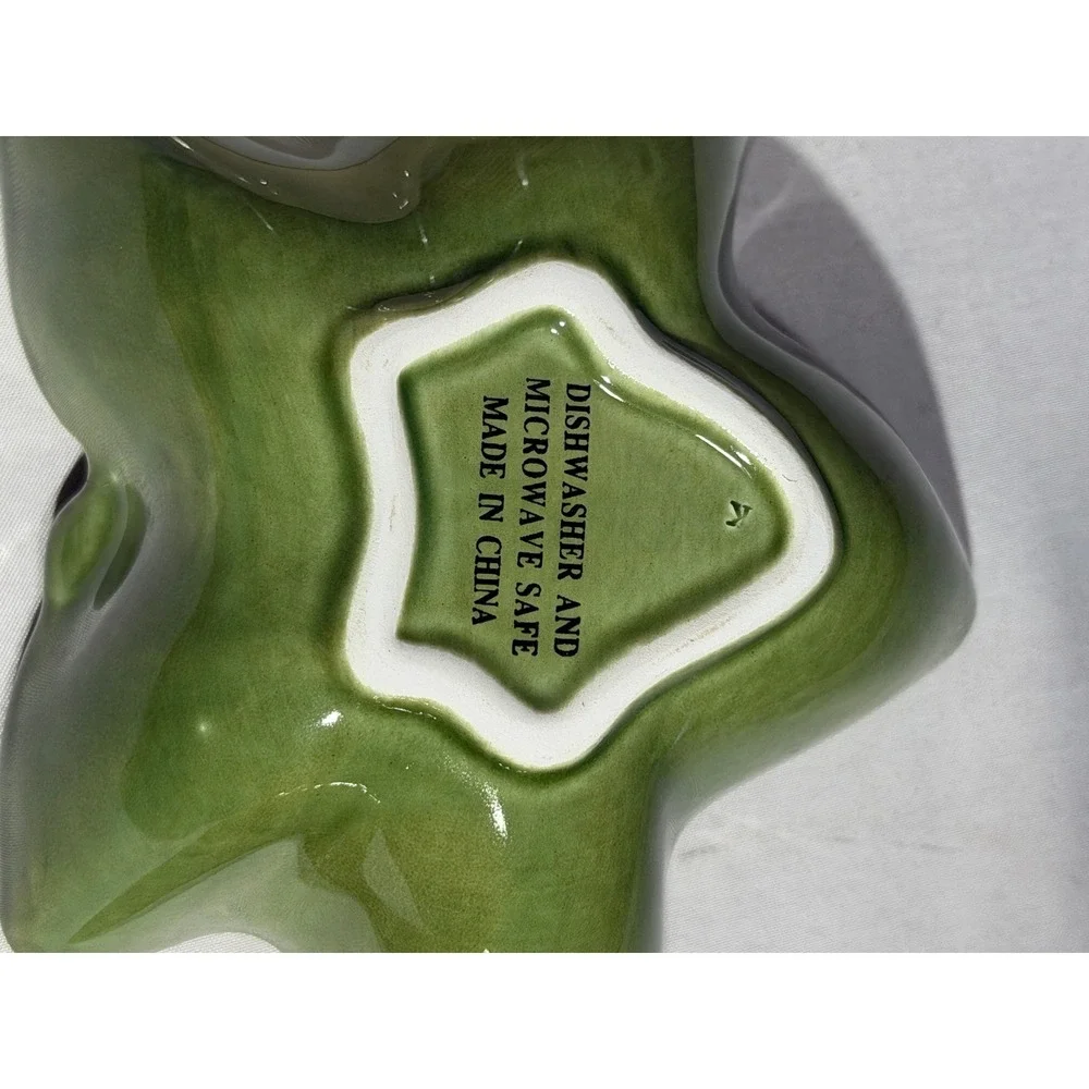 Set of 3 Ceramic Ivy Leaf Dipping Bowls Yellow Green Cream Autumn Harvest Decor